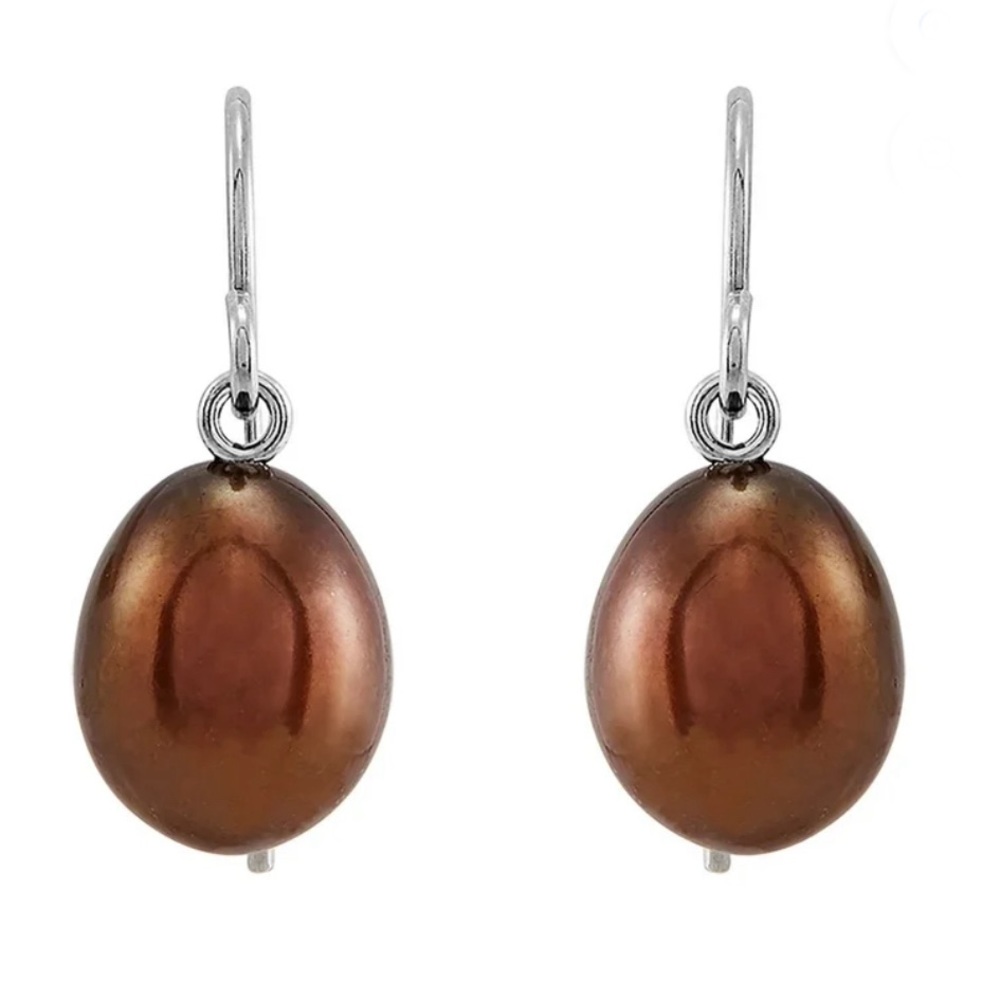 NWOT Giani Bernini Chocolate Cultured Freshwater Pearls Earrings Sterling Silver - Picture 2 of 5